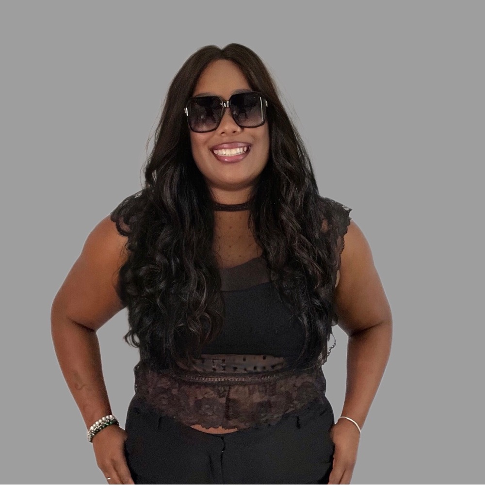 Black lace  open back top